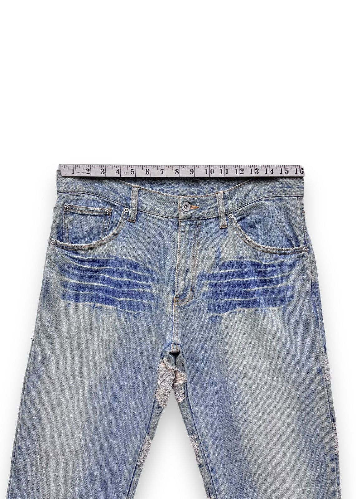 Japanese Brand 🔥RARE🔥Vtg GUMU INTERNATIONAL Designer Distressed Lightwash Size US 32 / EU 48 - 16 Thumbnail