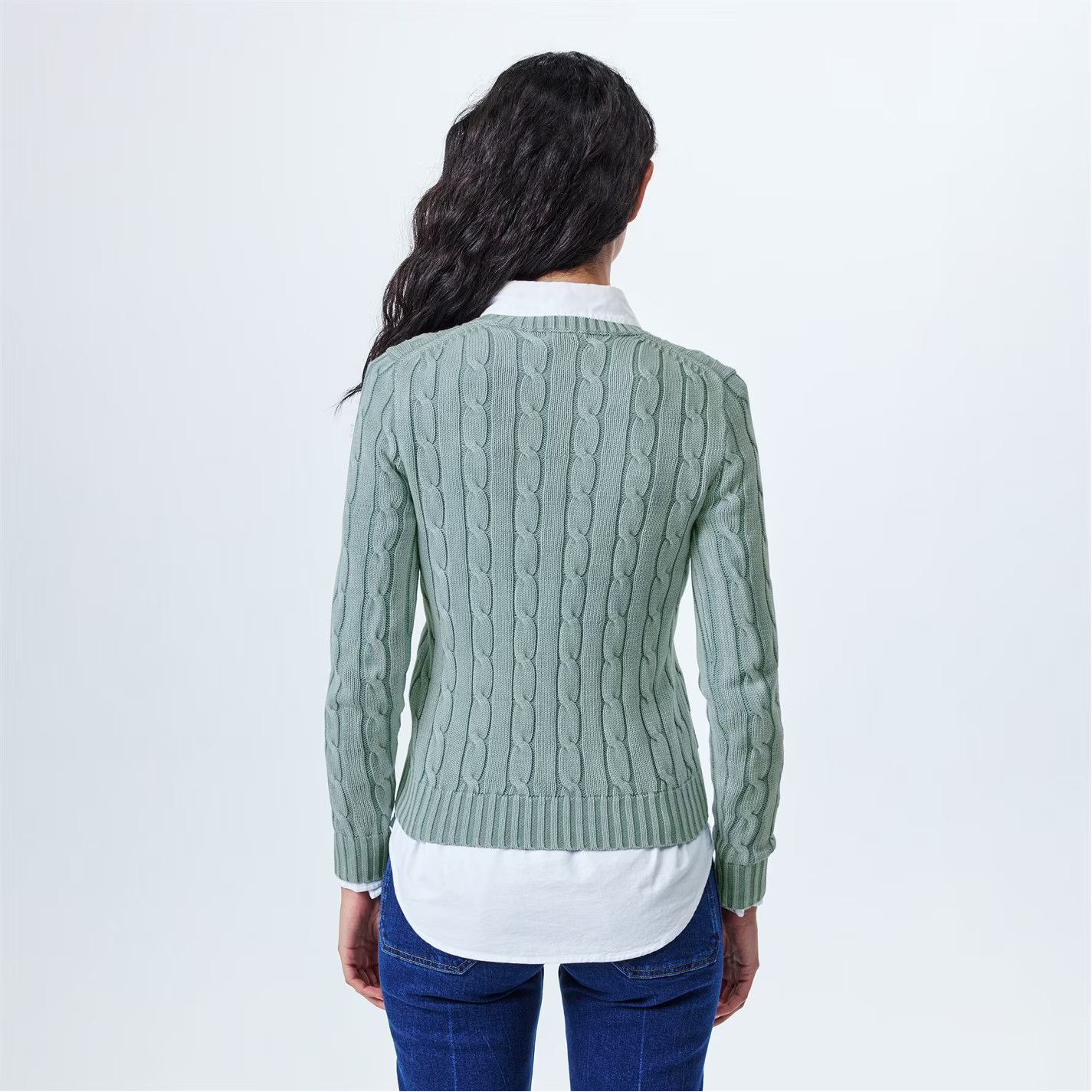 Polo Ralph Lauren o1g2r1mq0825 Cable-Knit Jumper in Light Chambray Size XS / US 0-2 / IT 36-38 - 4 Thumbnail