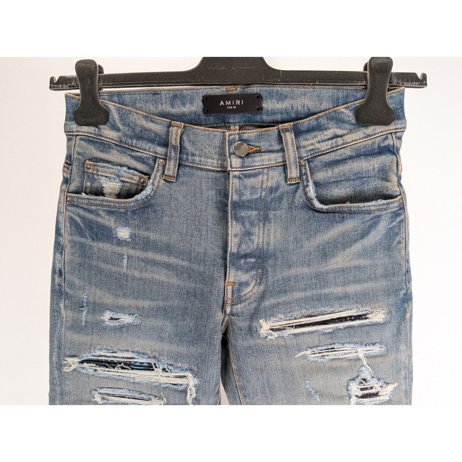 Amiri o1rshd1 Rainbow Paisley Thrasher Jeans in Clay Indigo Size US 34 / EU 50 - 11 Thumbnail