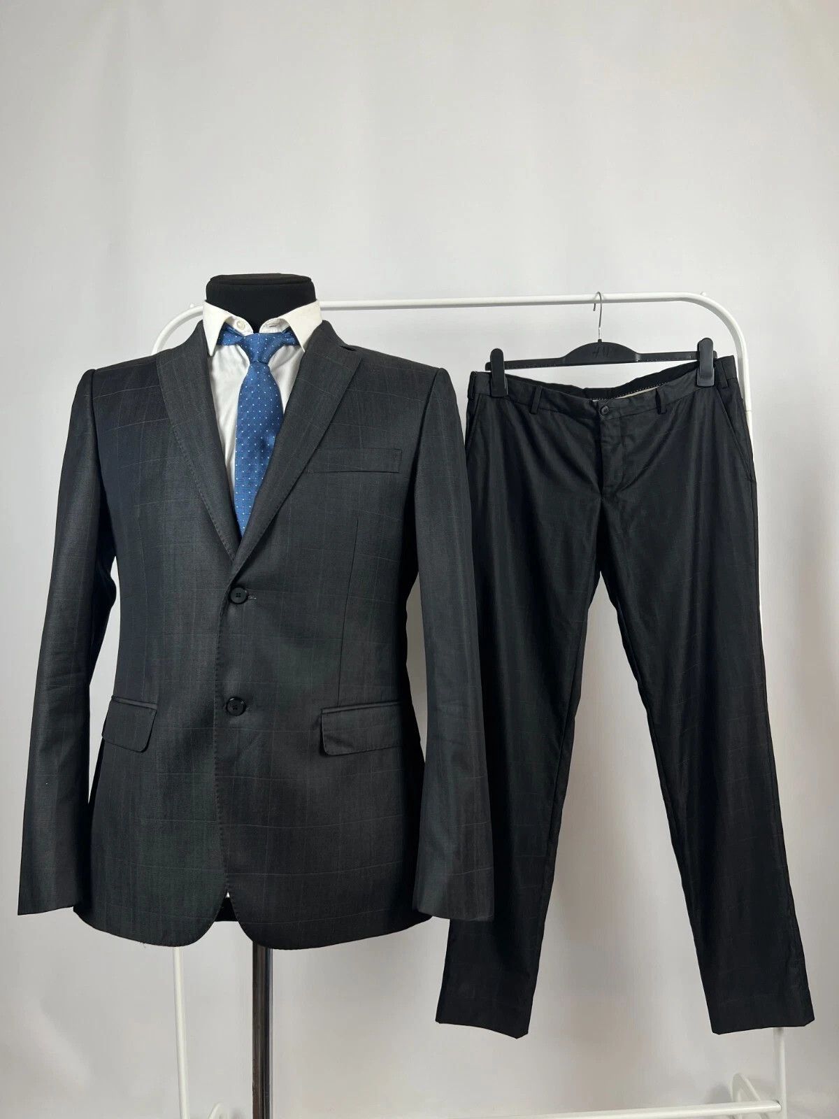Pal Zileri Pal Zileri Lab Grey Check Wool Slim Fit Italian Suit Blazer Size 42R - 1 Thumbnail