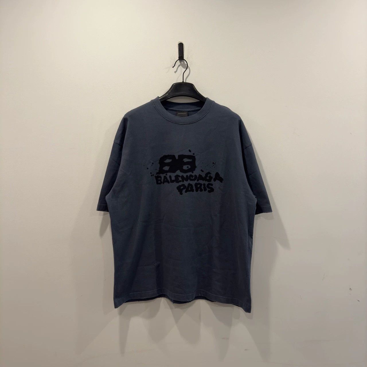 Balenciaga Balenciaga dark blue splashed ink short sleeved shirt Size US XL / EU 56 / 4 - 1 Thumbnail