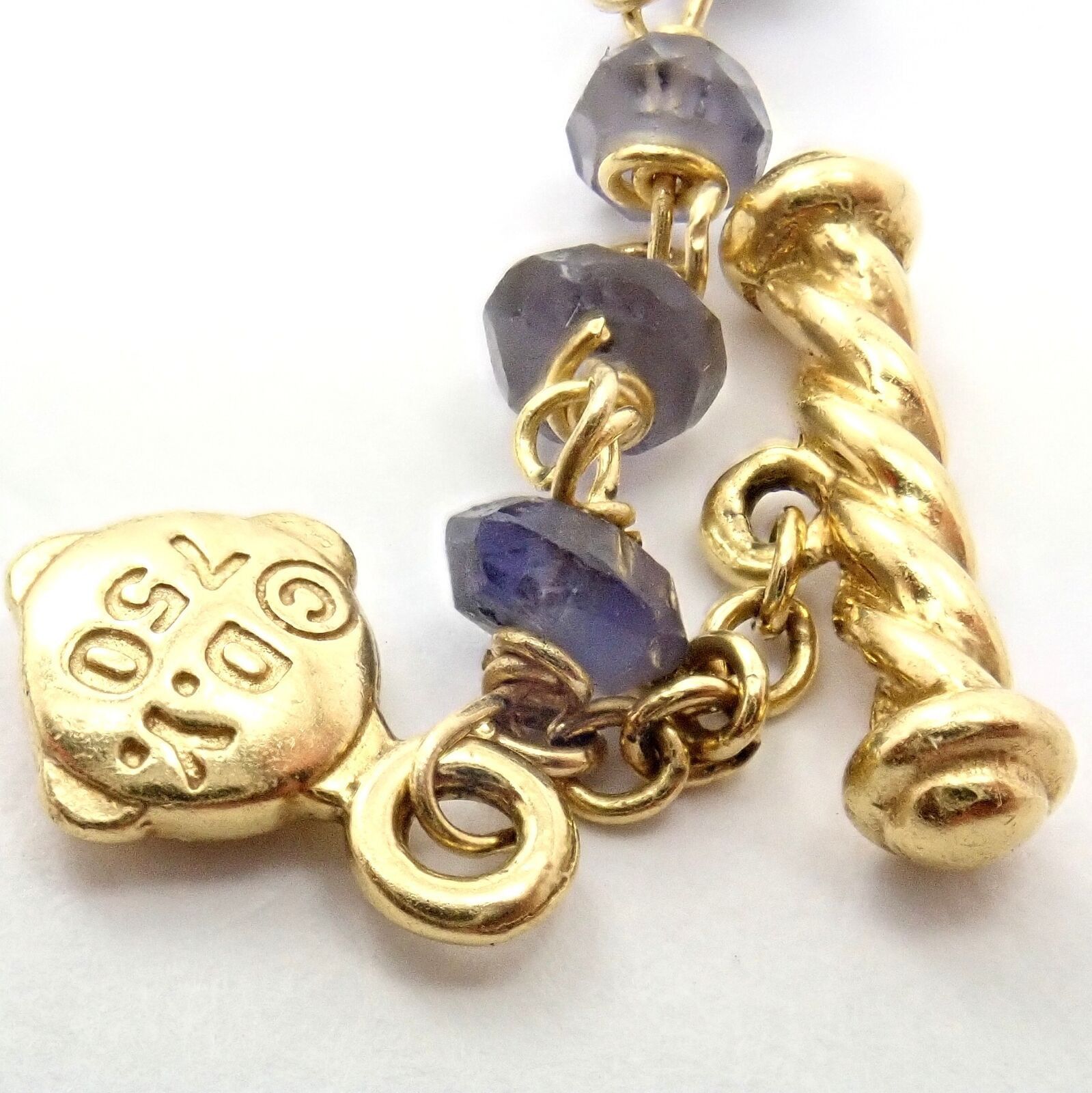 18k Yellow Gold 46 Long Chain Bead Toggle Necklace