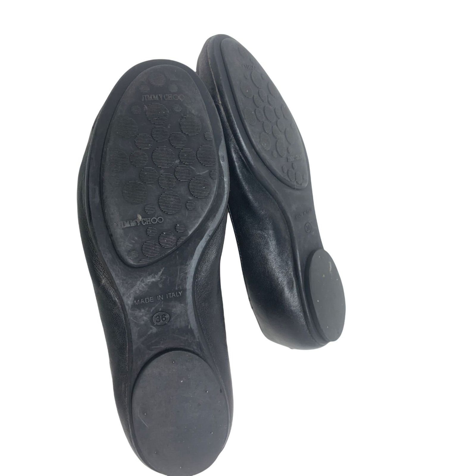 Jimmy Choo Jimmy Choo black ballerina flat leather shoes size 36 - US 6 Size US 6 / IT 36 - 2 Thumbnail