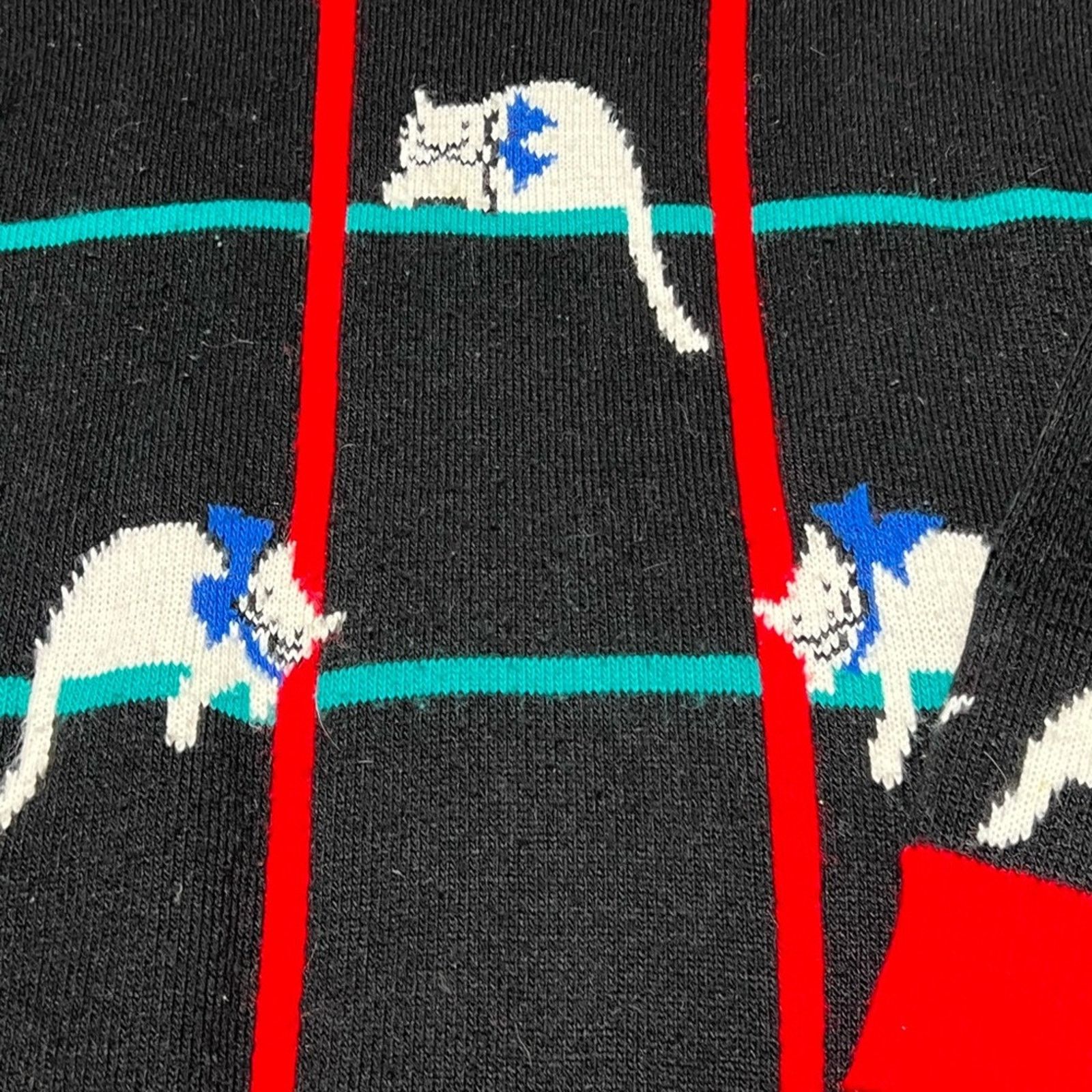 Vintage SPUNKY 80s Vintage Novelty Christmas Cat Lady Chunky Sweater Size L / US 10 / IT 46 - 3 Thumbnail