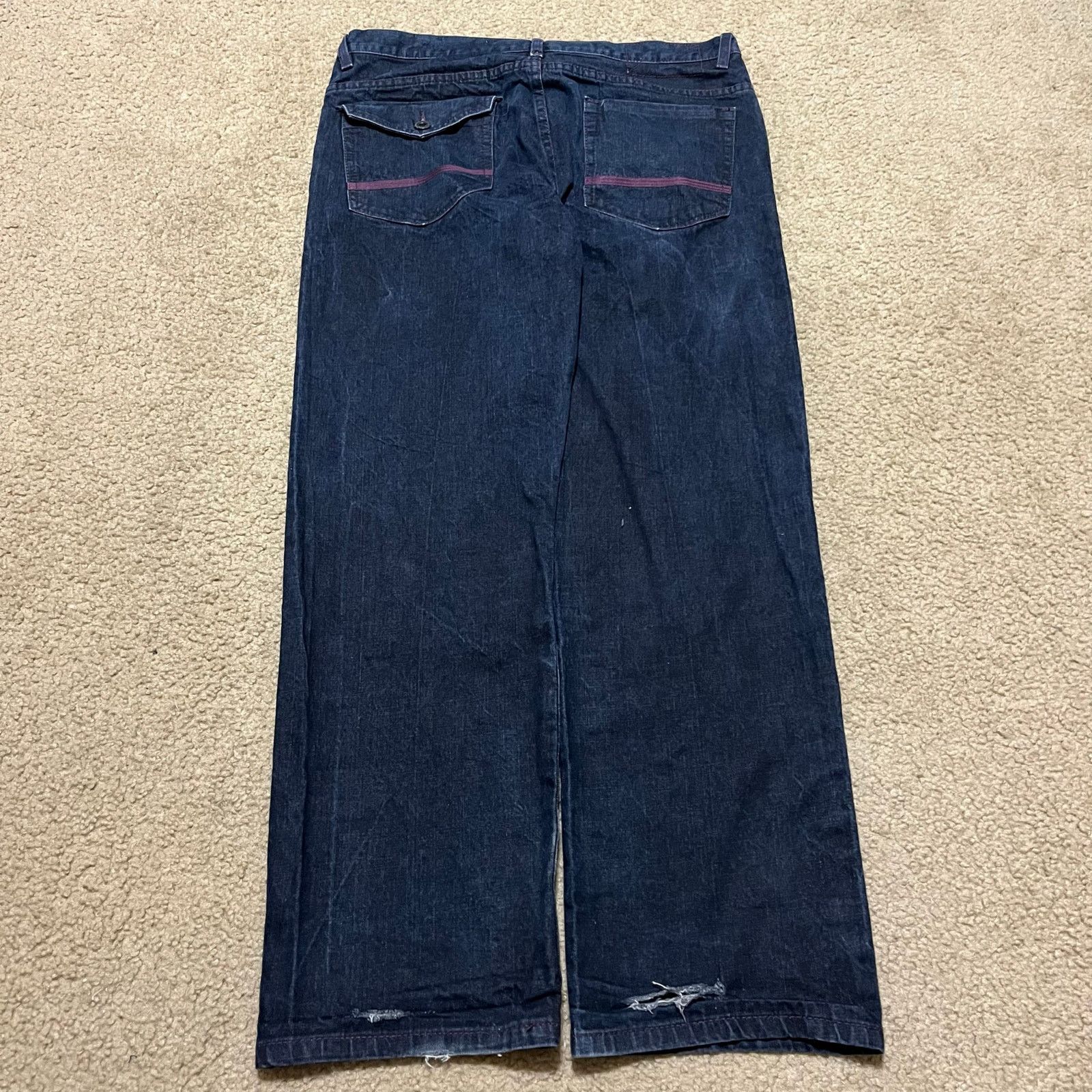 Sean John Sean John Y2K Baggy Purple Embroidered Dark Blue Jeans 36x32 Size US 36 / EU 52 - 1 Thumbnail