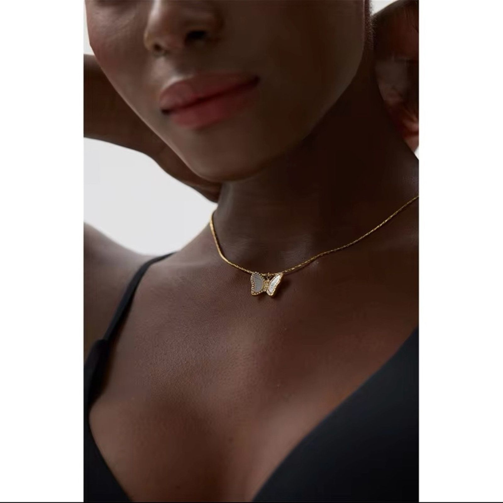 Other Delicate Stainless Steel Natural Butterfly Cast Necklace 17” Size ONE SIZE - 6 Thumbnail