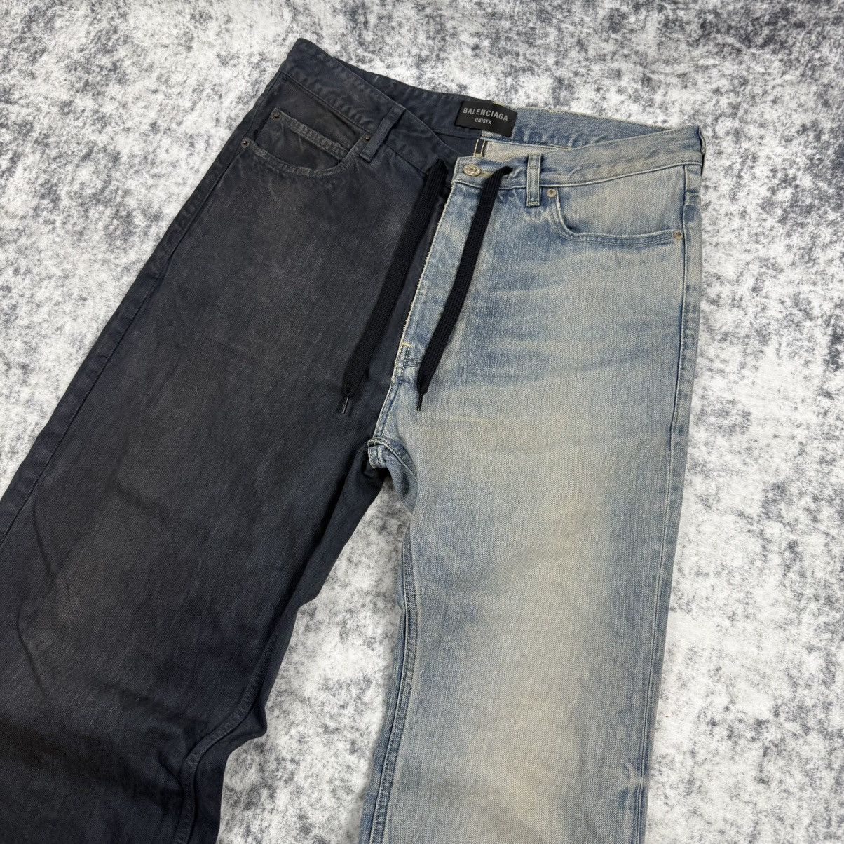 Balenciaga Balenciaga Fifty-Fifty Destroyed ‘Black/Blue’ Jeans Size US 30 / EU 46 - 2 Thumbnail