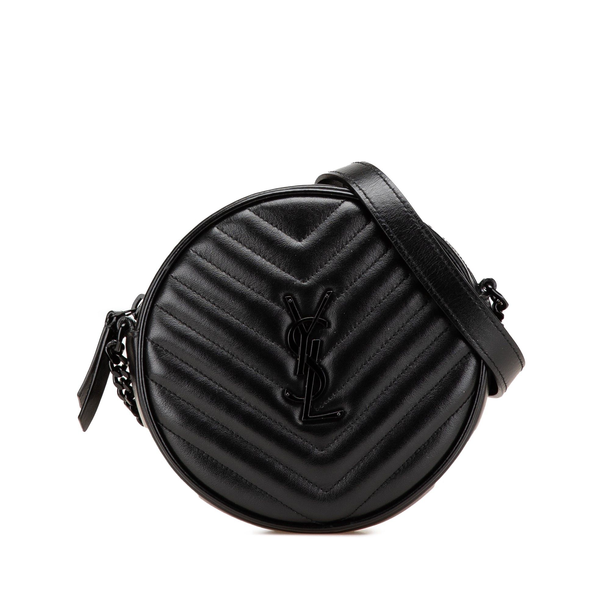Saint Laurent Paris Chevron Calfskin Round Vinyle Camera Bag Size ONE SIZE - 1 Thumbnail