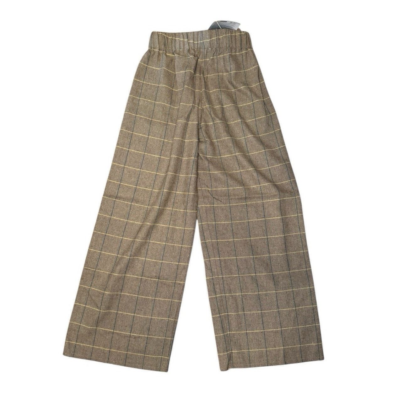 Other Weili Zheng NEW Wide Leg Trousers Check Herringbone Tan Size 26" / US 2 / IT 38 - 1 Thumbnail