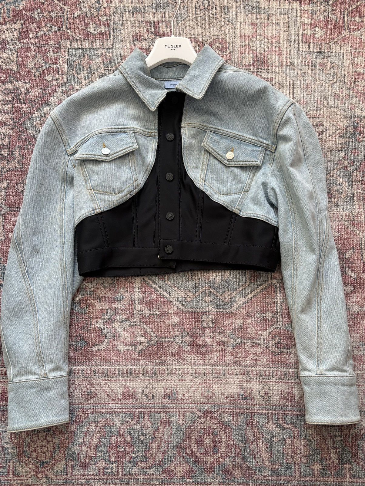 Mugler Mugler cropped denim jacket Size M / US 6-8 / IT 42-44 - 1 Thumbnail