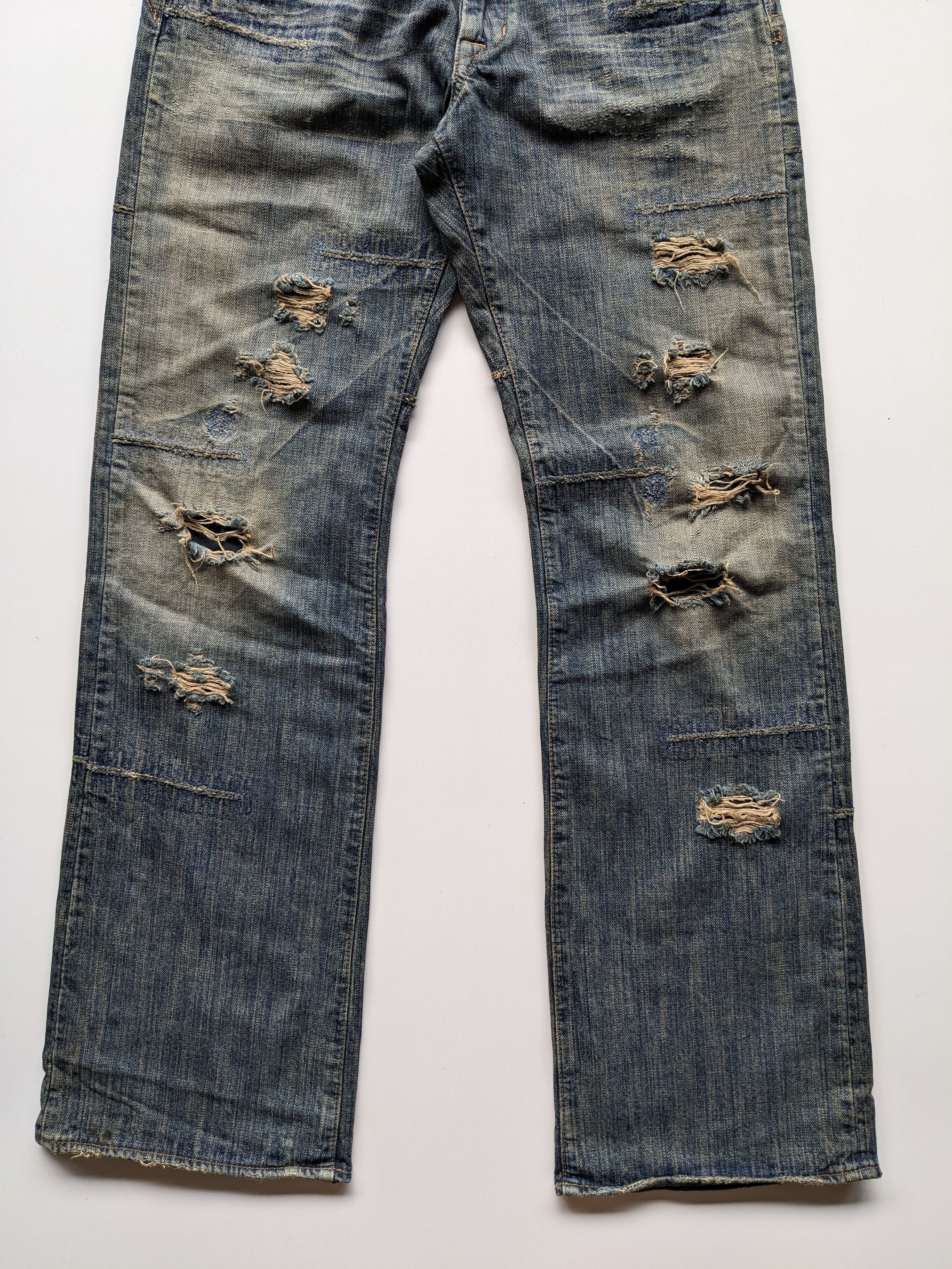 If Six Was Nine × Japanese Brand × Le Grande Bleu (L.G.B.) Bartack distressed clawmark jeans Size US 31 - 4 Thumbnail