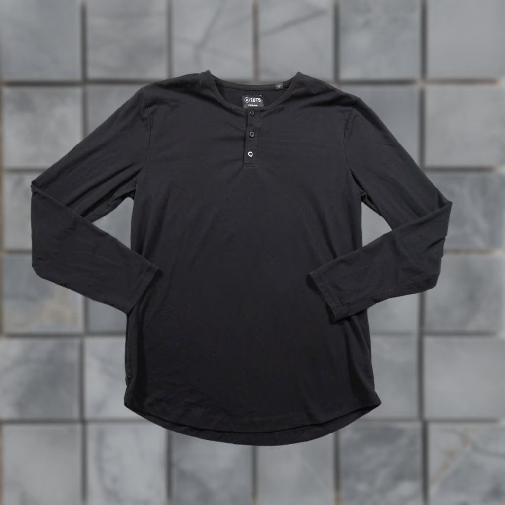 Cuts Cuts Shirt Mens Large Black Henley Long Sleeve Curve Hem Stretch Casual Adult Shirt Mens Large Black Henley Long Sleeve Curve Hem Stretch Casual Adult Size US L / EU 52-54 / 3 - 1 Thumbnail