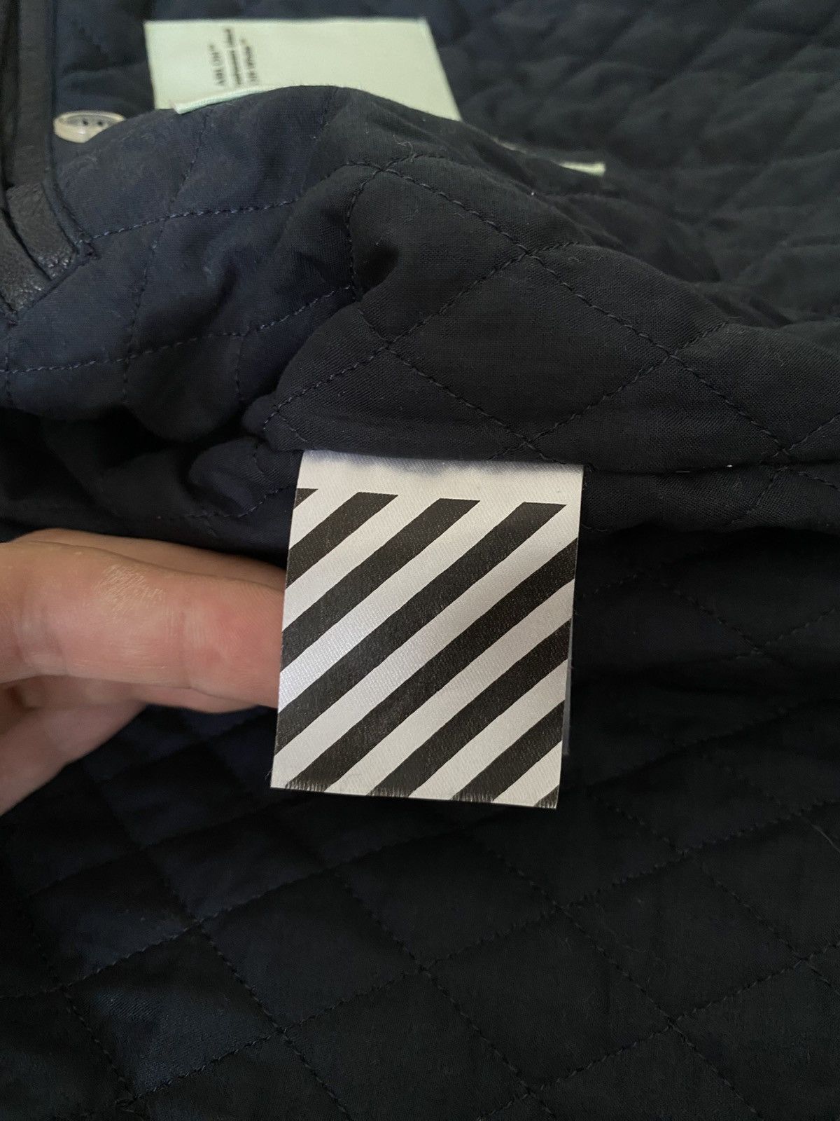 Off-White Off-White Aviator Bomber Leather Jacket Navy XL Size US XL / EU 56 / 4 - 13 Thumbnail