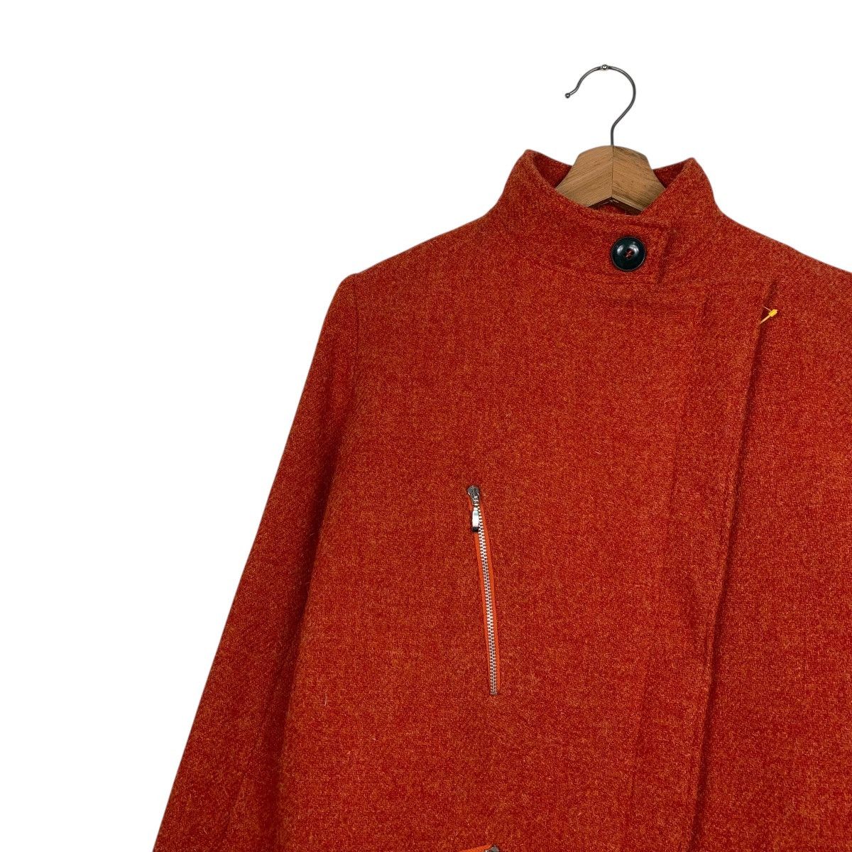 Harris Tweed Pret Pour Partir x Harris Tweed Wool Orange Coat Size XXS / US 00 / IT 34 - 6 Thumbnail