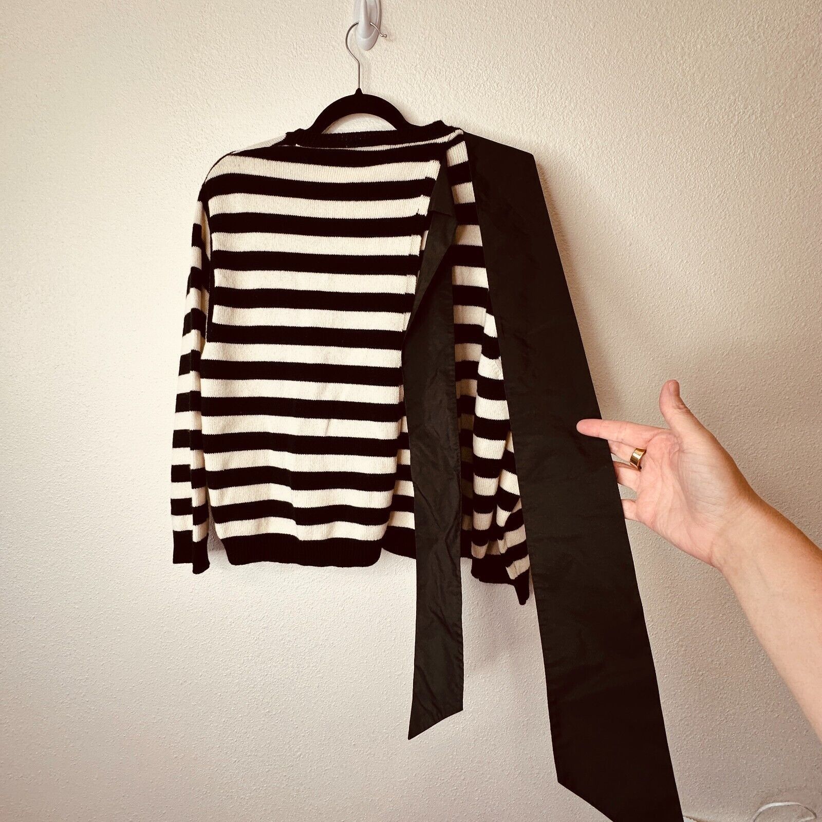 Valentino Valentino Horizontal Stripe Open Back Satin Shoulder Tie Top Size L / US 10 / IT 46 - 8 Thumbnail