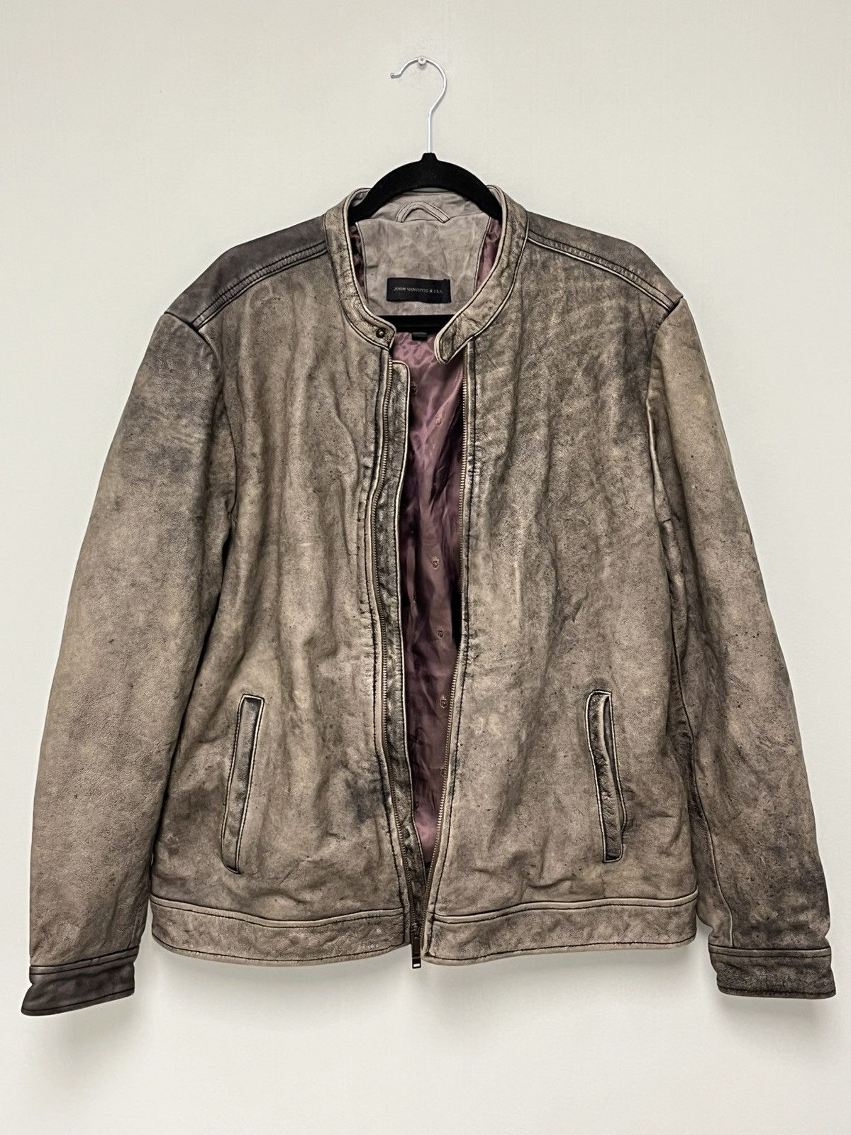 John Varvatos Dustin Distressed Leather Racer Jacket. XL Size US XL / EU 56 / 4 - 10 Thumbnail