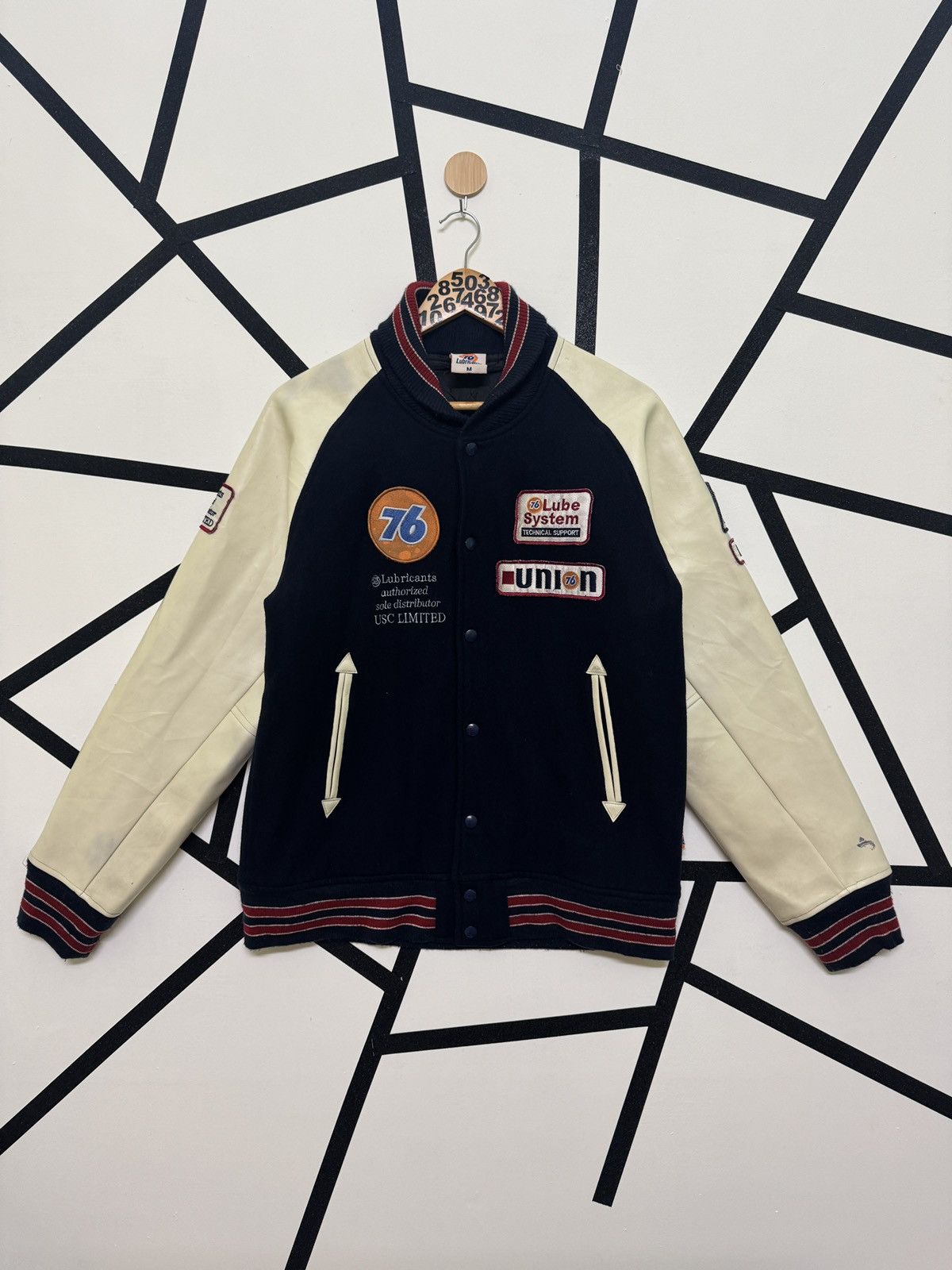 Japanese Brand Vintage 76 Lubricant Sistem Varsity Patches Leather Jackets Size US M / EU 48-50 / 2 - 2 Thumbnail