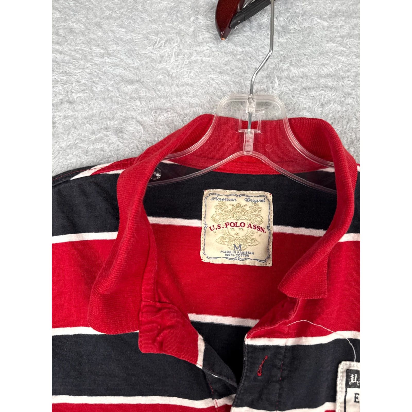 Vintage US Polo Assn Polo Shirt Men M Red Stripe Long Sleeve 100% Cotton Polo Shirt Vintage? No Size US M / EU 48-50 / 2 - 7 Thumbnail