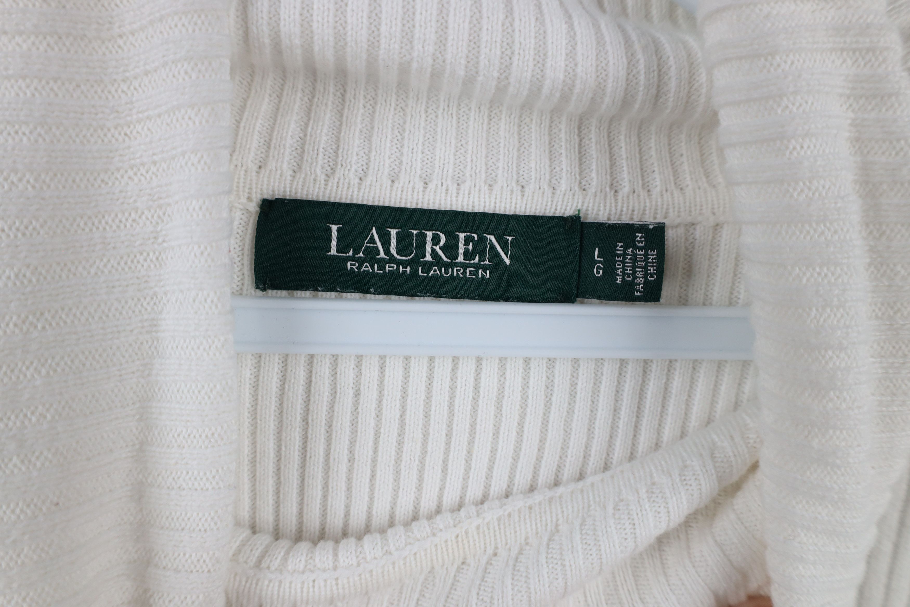 Ralph Lauren × Vintage Vintage 90s Ralph Lauren Ribbed Turtleneck Sweater White Size L / US 10 / IT 46 - 5 Thumbnail