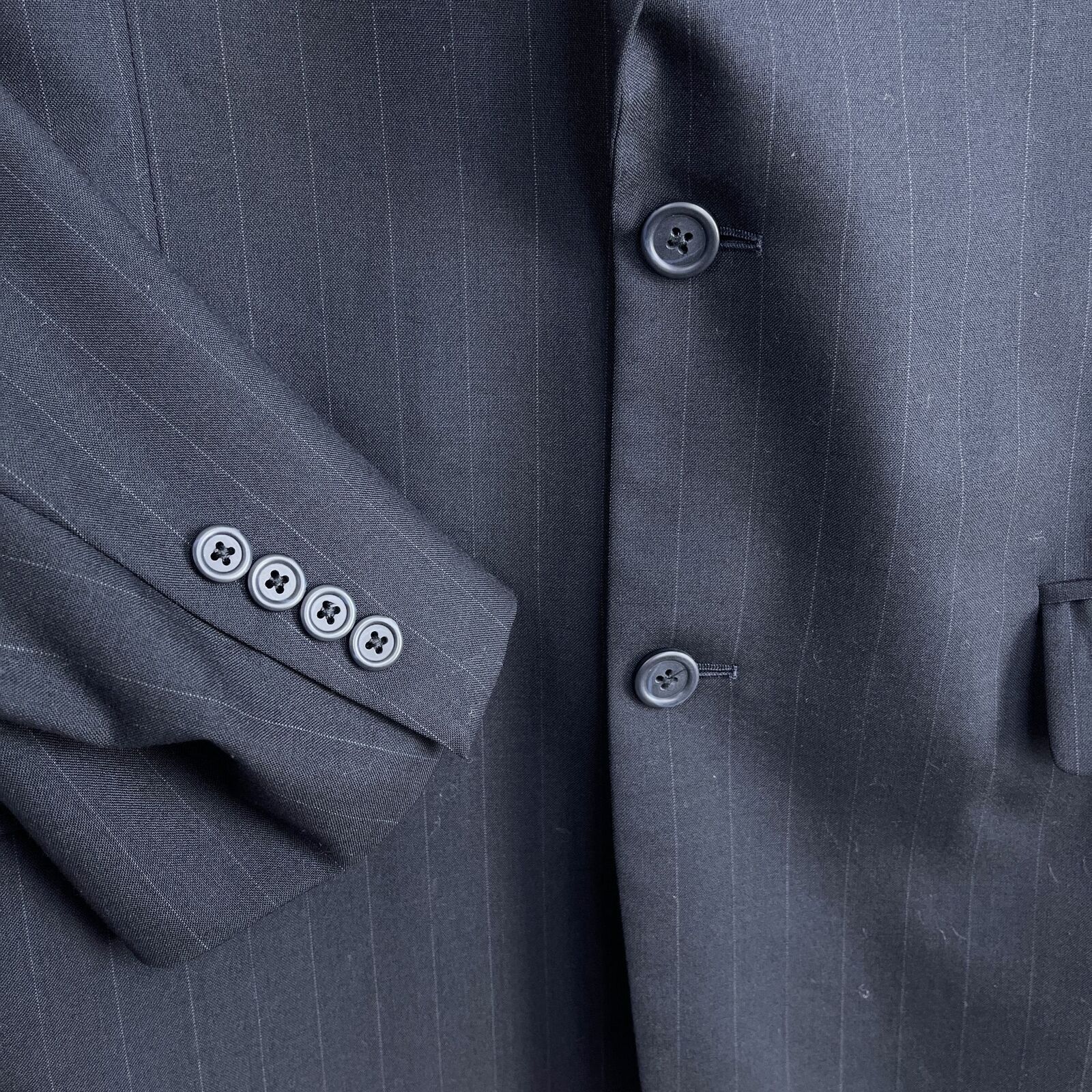 Jos. A. Bank Jos A Bank Striped Wool Suit Navy Blue Two Button Mens 40L Size 40L - 4 Thumbnail