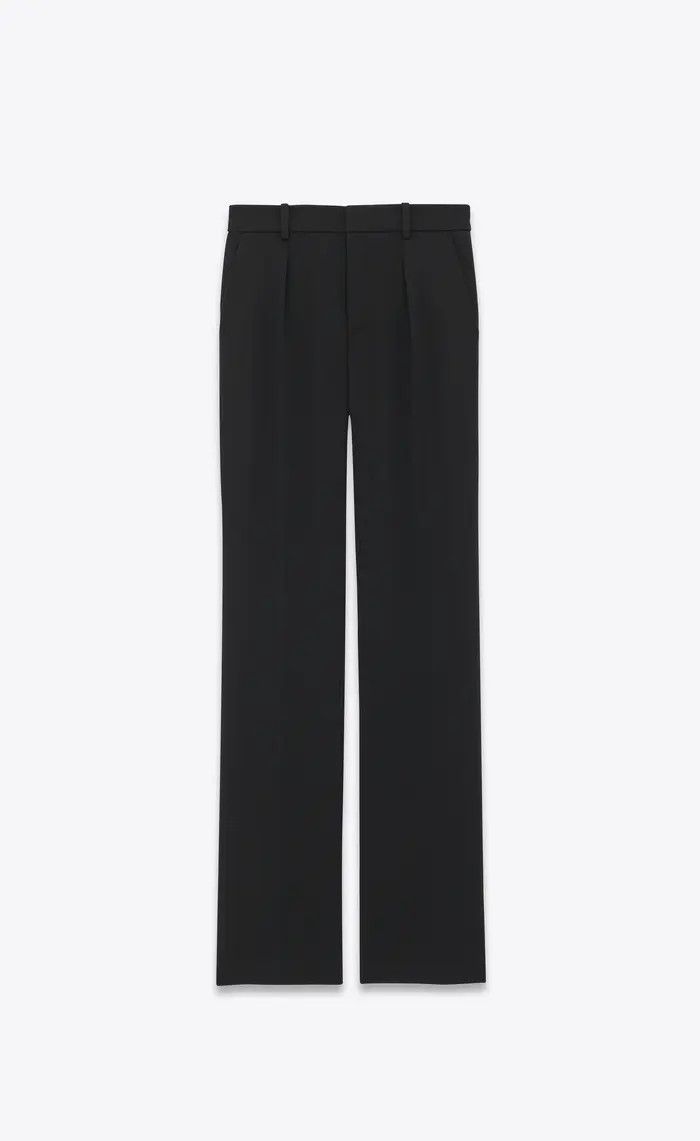 Saint Laurent Paris o1b1hav110425 752882 Tailored Pant in Grain de Poudre Black Size 30" / US 8 / IT 44 - 1 Thumbnail
