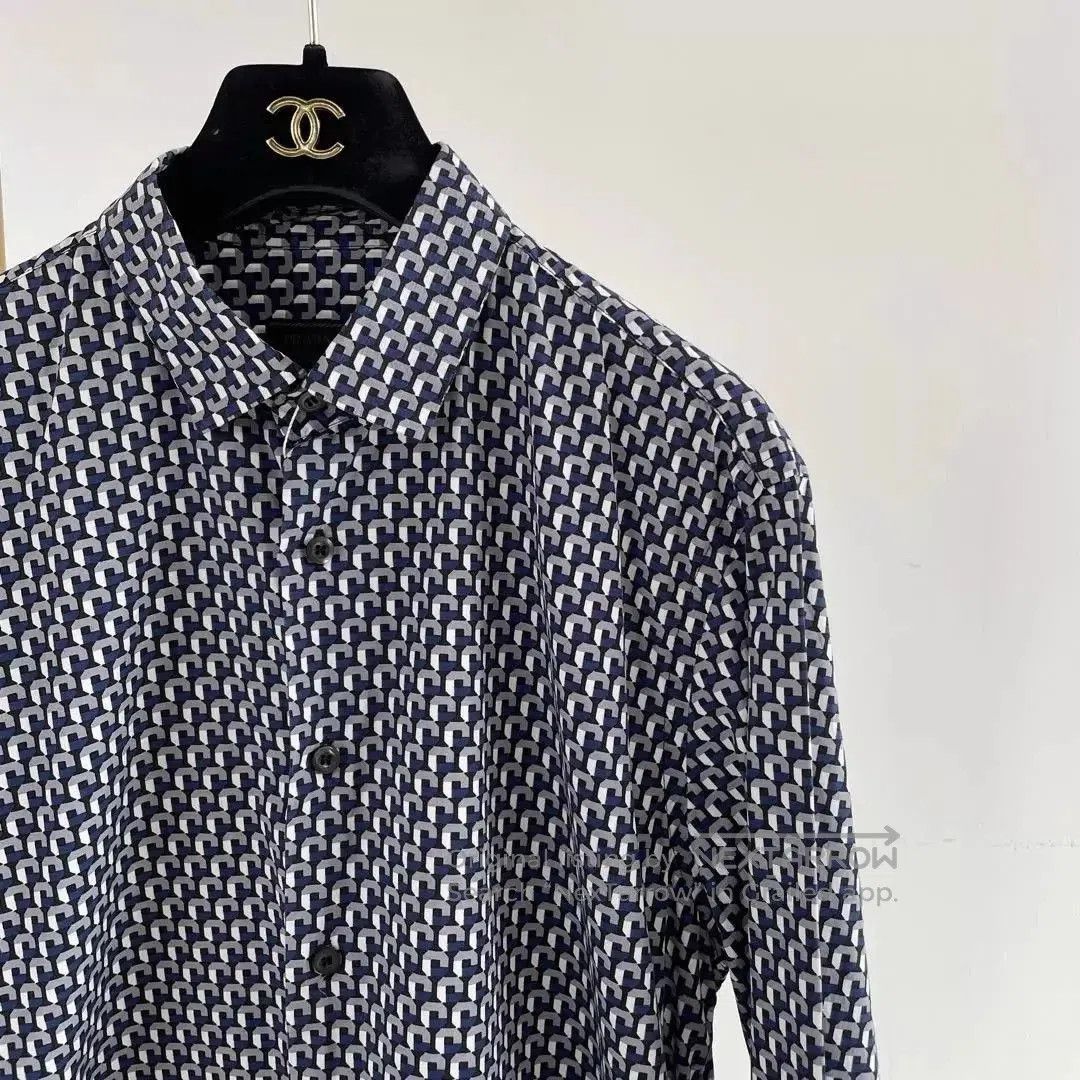 Prada Blue Patterned Long Sleeve Button-Up Shirt. Size US L / EU 52-54 / 3 - 3 Thumbnail