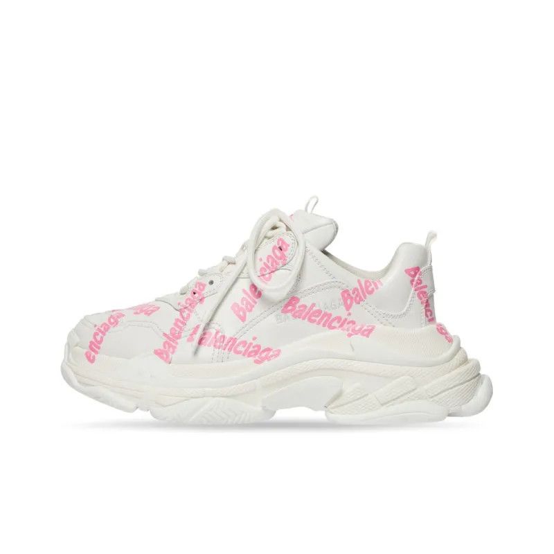 Balenciaga o1mt1gz1124 Triple S Logotype Sneakers in White/Pink Size US 6 / IT 36 - 2 Thumbnail