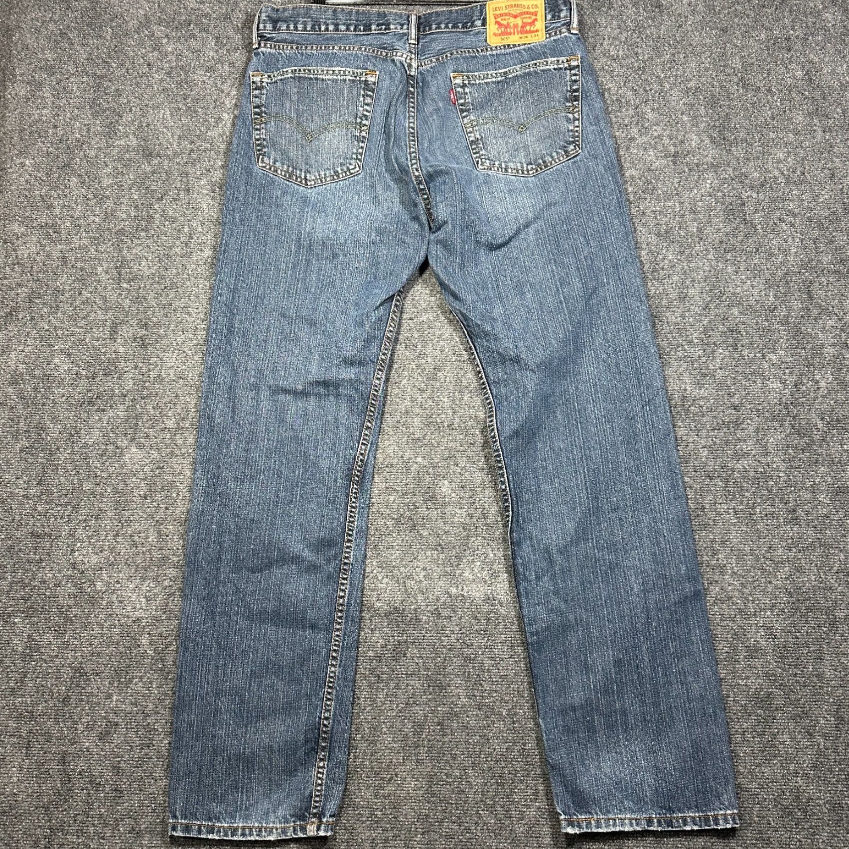 Levi's Levi's 505 Jeans Mens 36 Regular Cotton Denim Straight 5-Pocket Logo Blue Jeans Modern Classic Mens Size US 36 / EU 52 - 6 Thumbnail