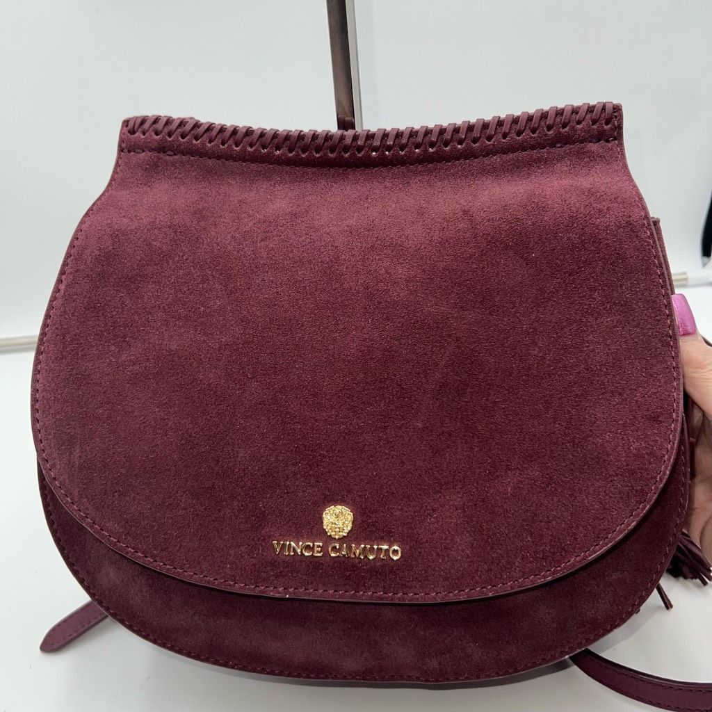 Vince Camuto Vince Camuto Deep Eggplant Purple Suede & Leather Saddle Bag Size ONE SIZE - 5 Thumbnail