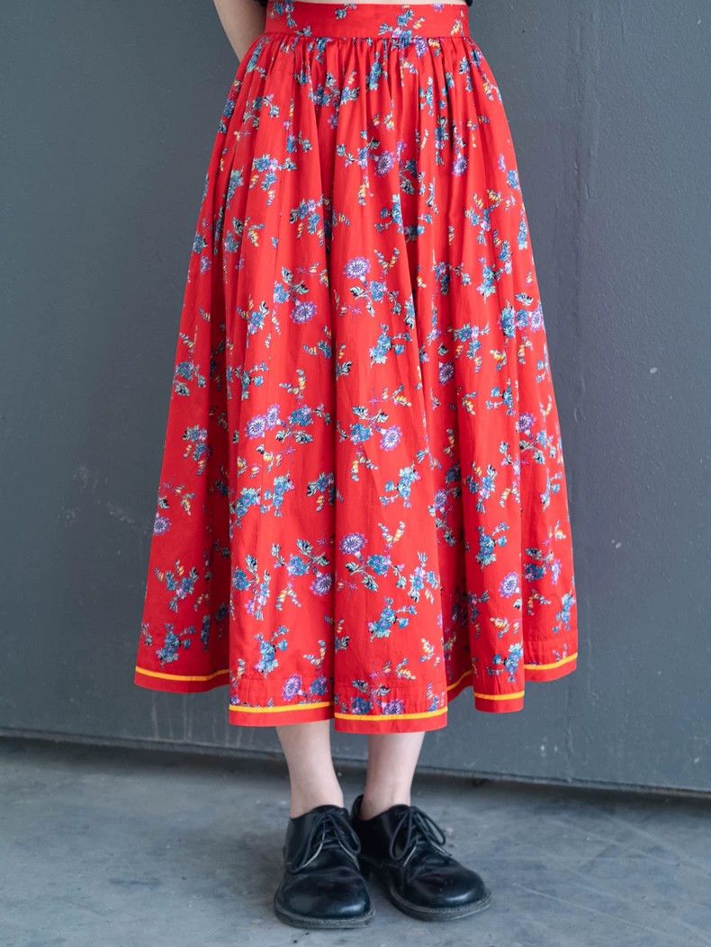 Kenzo KENZO sizeS Red floral big skirt hem half dress vintage Size 24" / US 00 / IT 34 - 5 Thumbnail