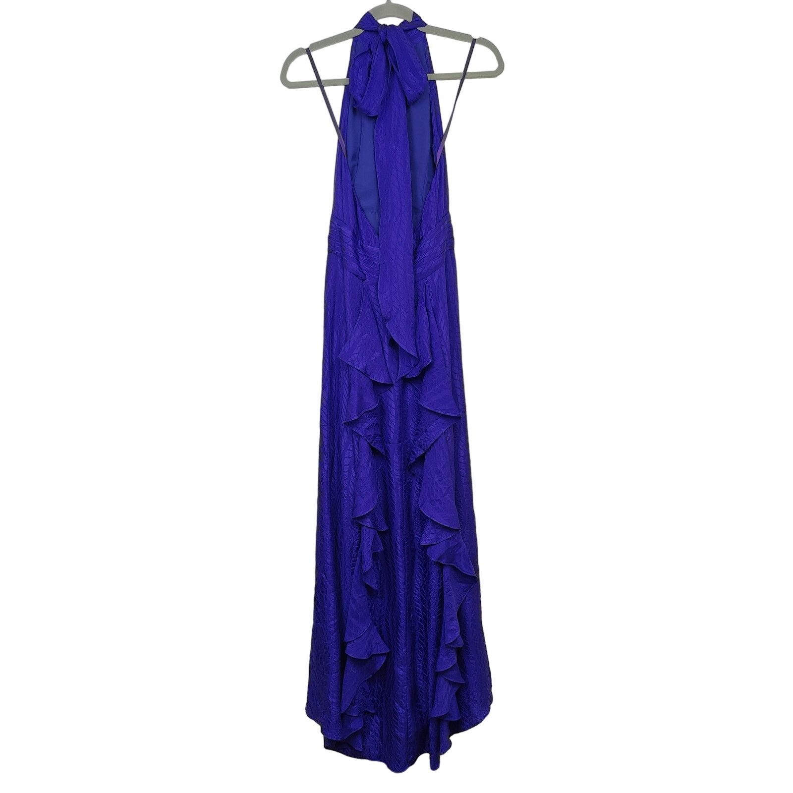 Other Milly Silk Ruffle Gown Womens 2 Purple Embossed Size XS / US 0-2 / IT 36-38 - 4 Thumbnail