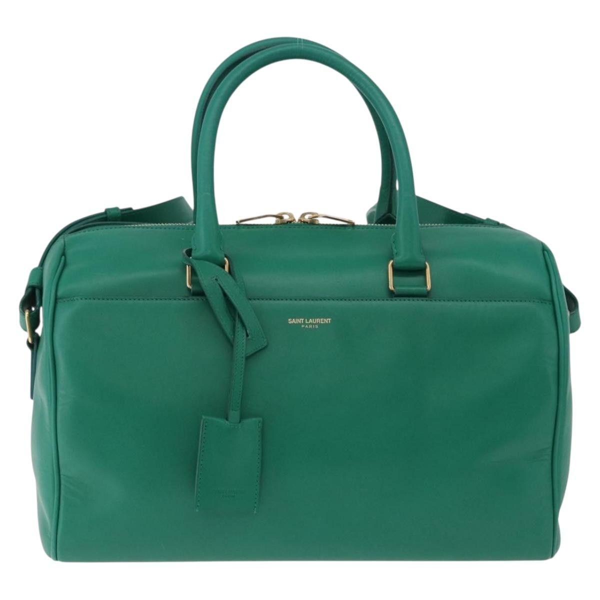 Saint Laurent Paris SAINT LAURENT Classic Duffle Bag Leather 2way Green Gold Size ONE SIZE - 13 Thumbnail