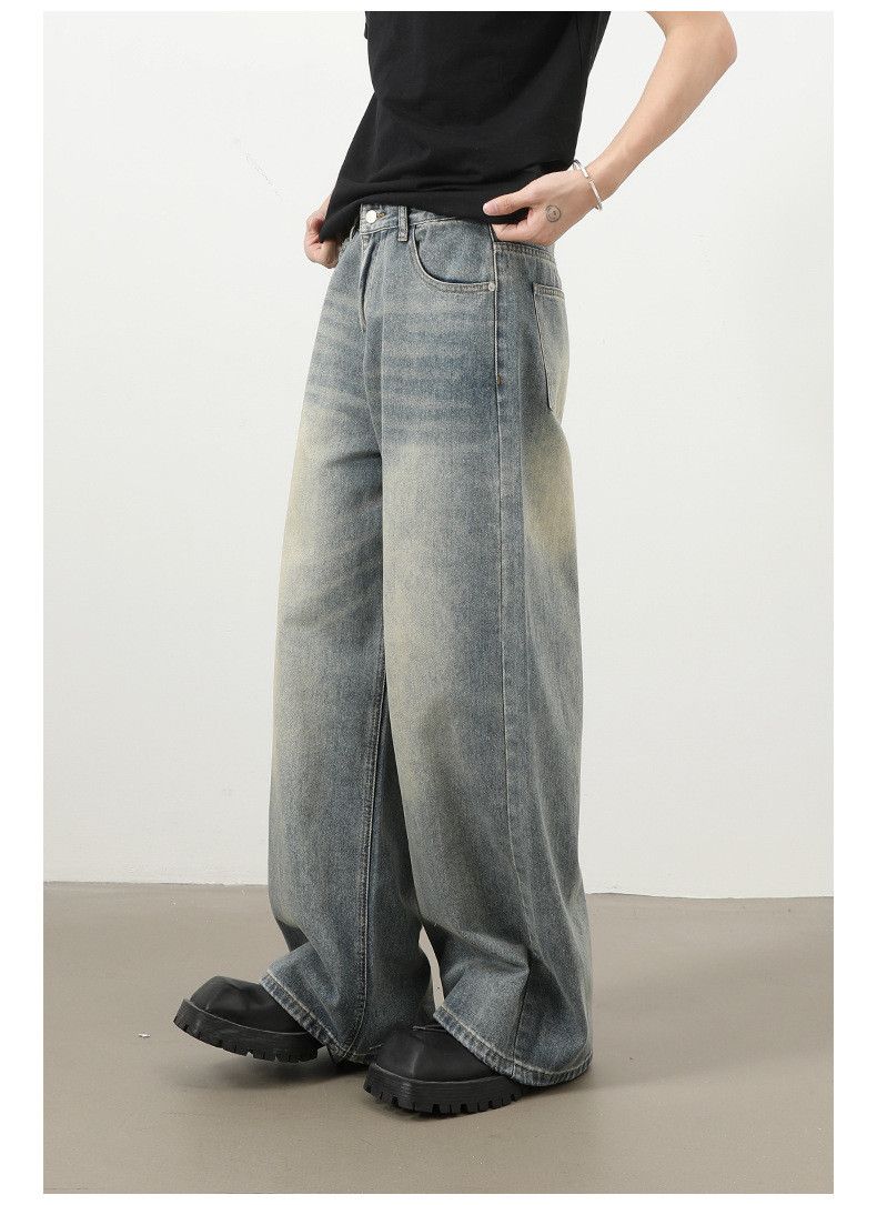 Jean Men's vintage washed distressed loose straight casual jeans Size US 32 / EU 48 - 3 Thumbnail