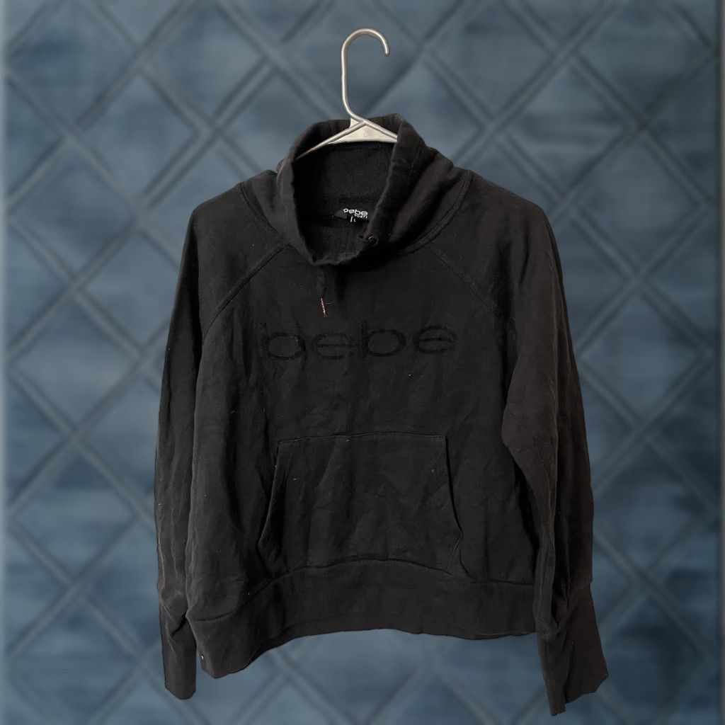 Bebe VINTAGE Bebe Sport Women Top Cowl Neck Pouch Front Long Sleeve Black L Sweatshirt 90s Logo Jersey All Seasons Men/Women? Size L / US 10 / IT 46 - 1 Thumbnail