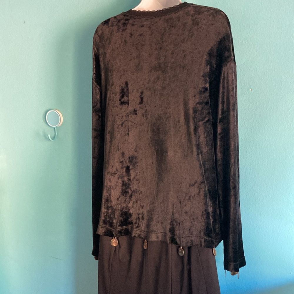Sonia Rykiel Sonia Rykiel Size L Black Velvety French Pullover Top With G Size L / US 10 / IT 46 - 9 Thumbnail