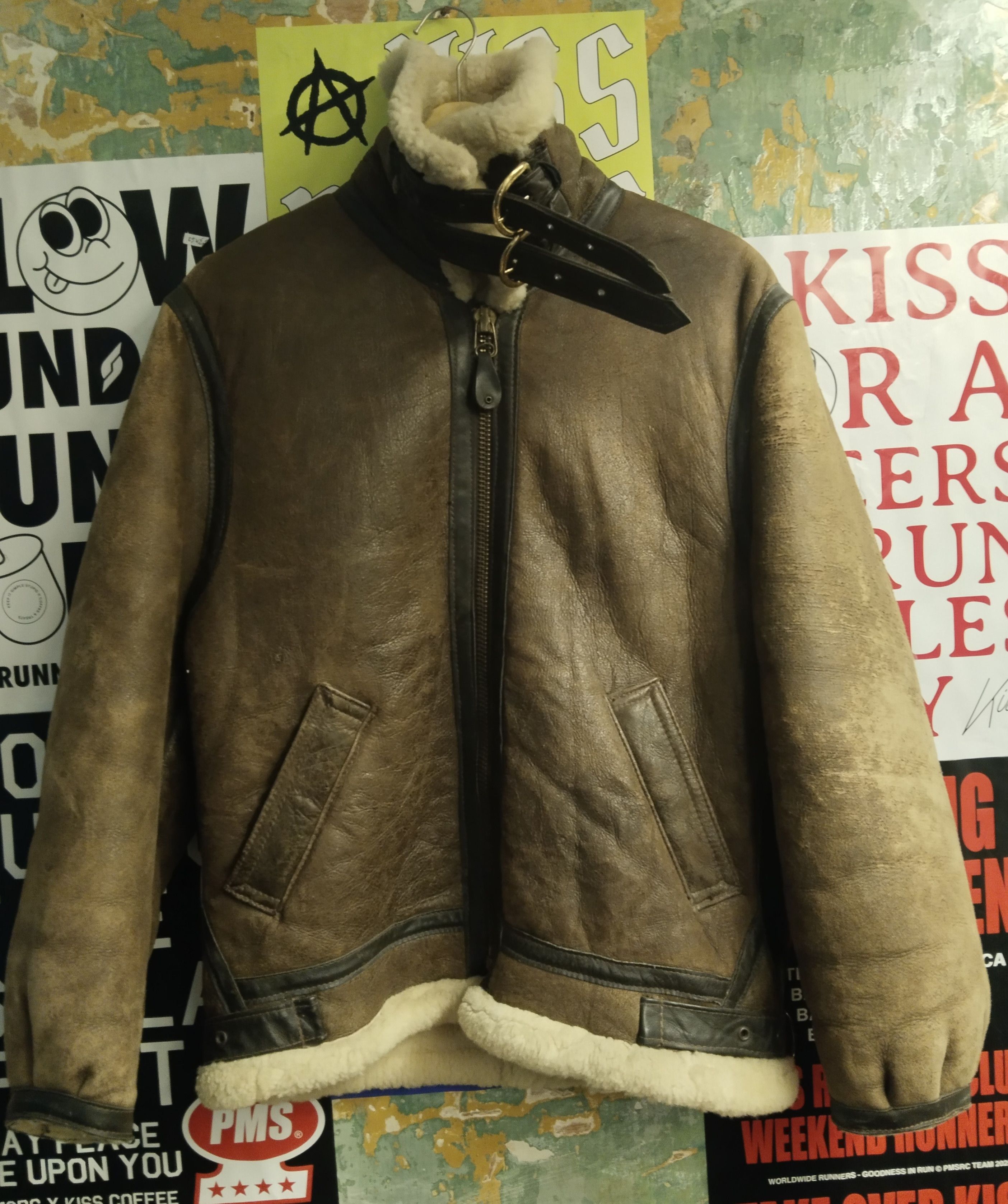 image of Thrashed Schott B 3 Jacket in Brown, Men's (Size Small)