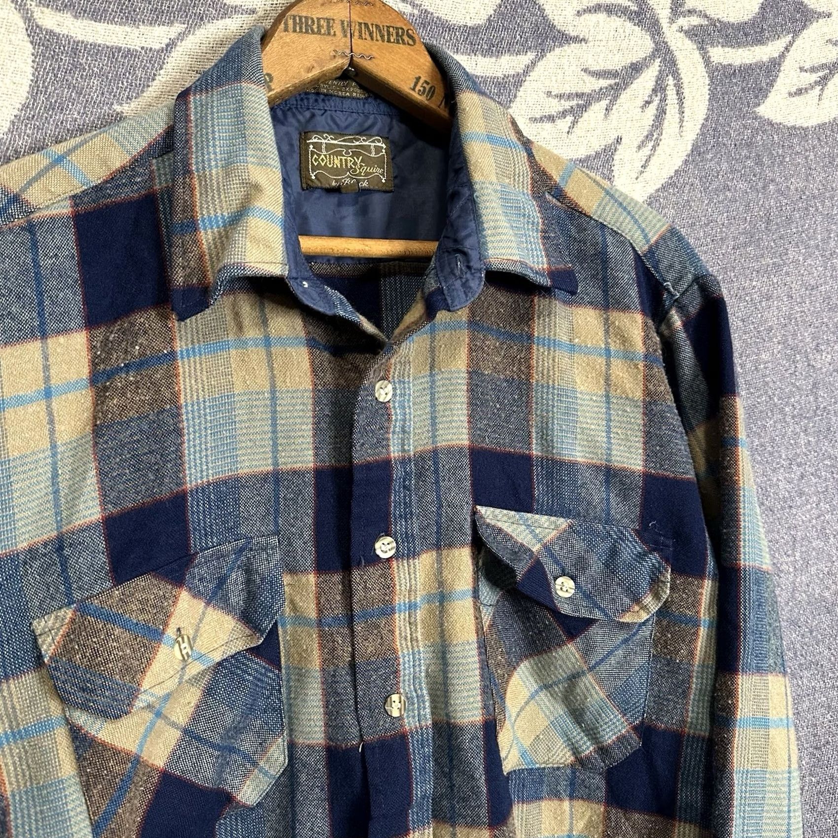 Vintage VINTAGE American Vintage Plaid Button-Up Shirt Block Blue 70s 80s 16 L Regular Men Size US L / EU 52-54 / 3 - 2 Thumbnail