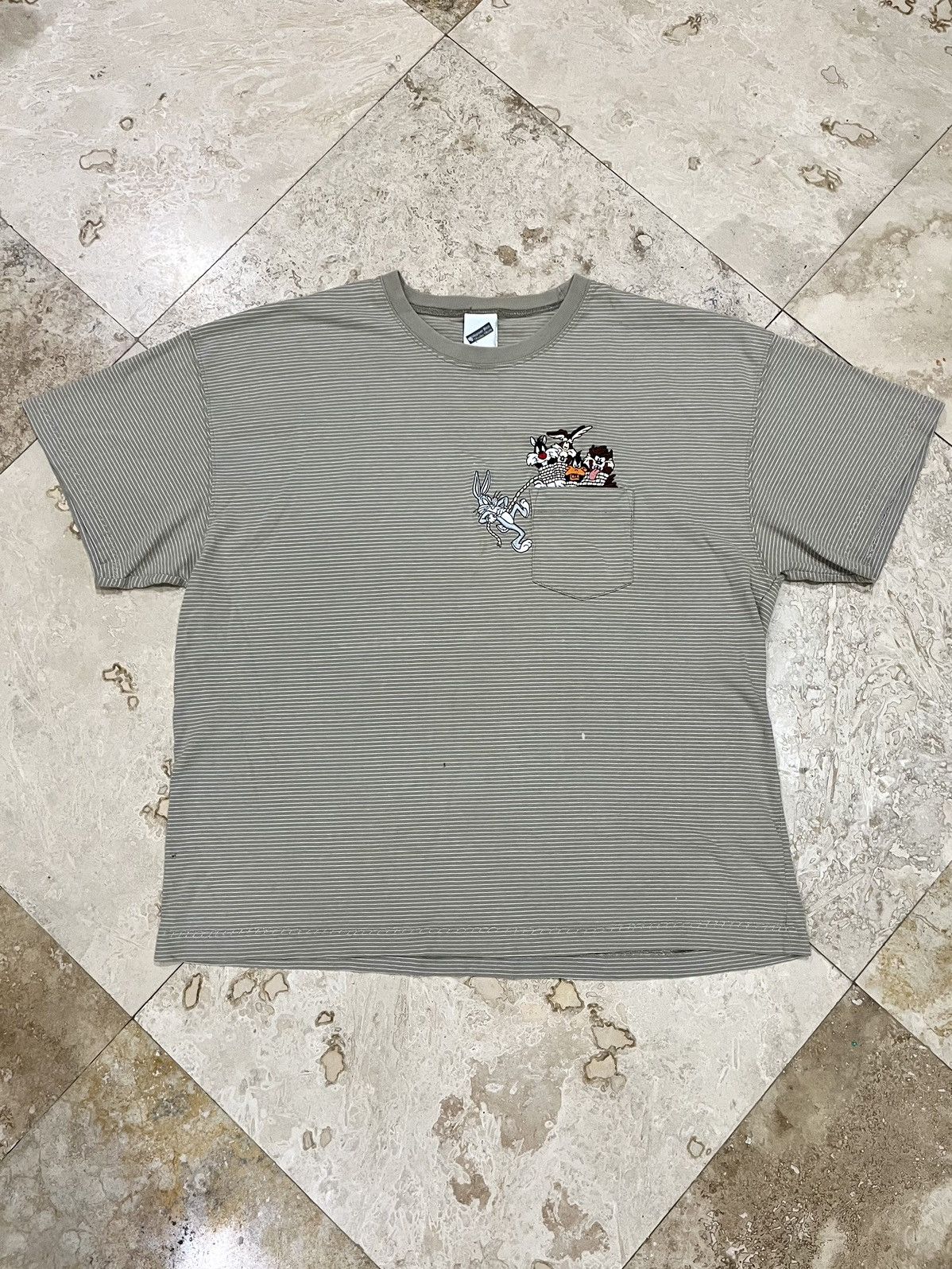 Vintage × Warner Bros Vintage Single Stitch Looney Tunes Embroidered Pocket Tee Size US XL / EU 56 / 4 - 1 Thumbnail