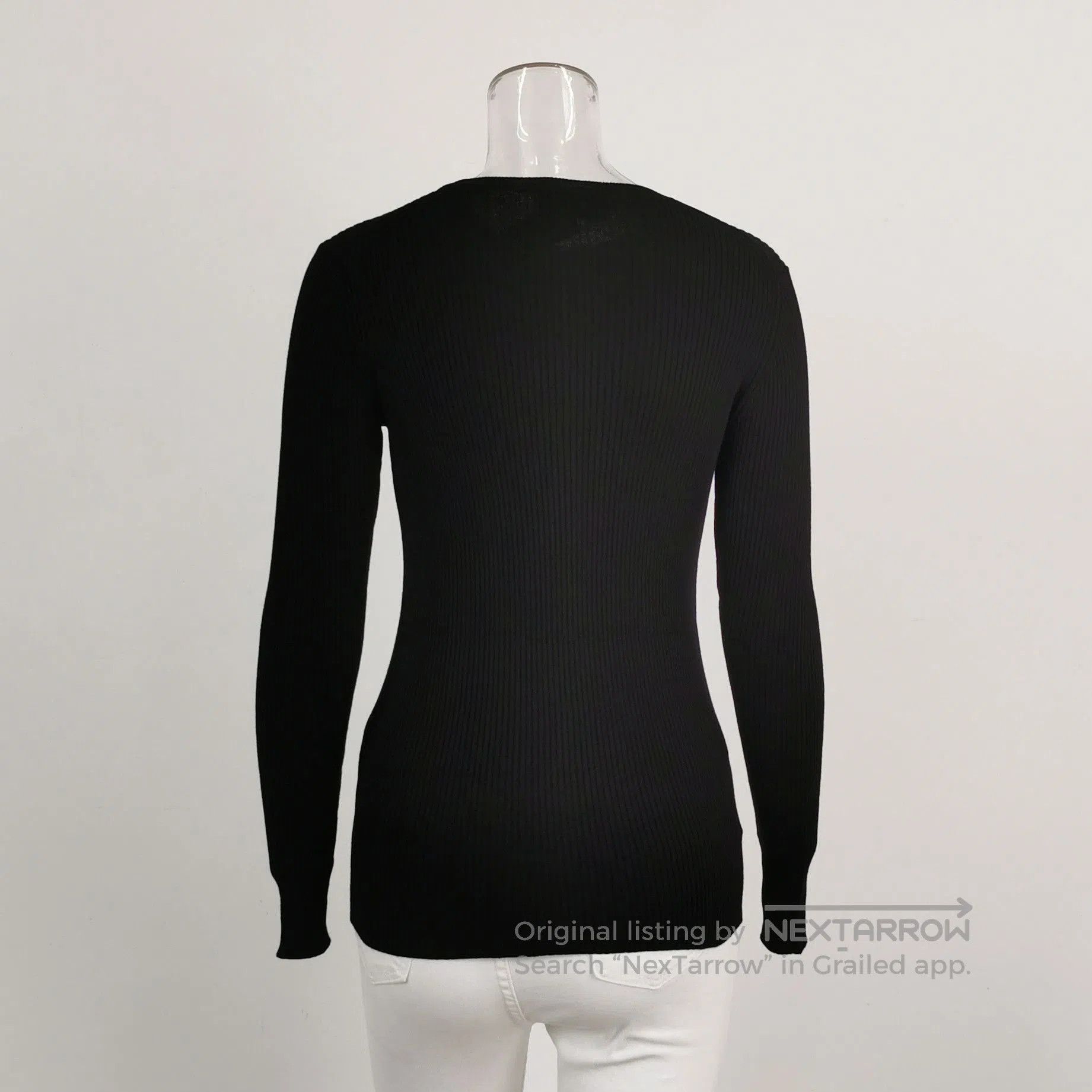 Prada Prada Black Cotton Triangle Logo Knit Top . Size M / US 6-8 / IT 42-44 - 2 Thumbnail