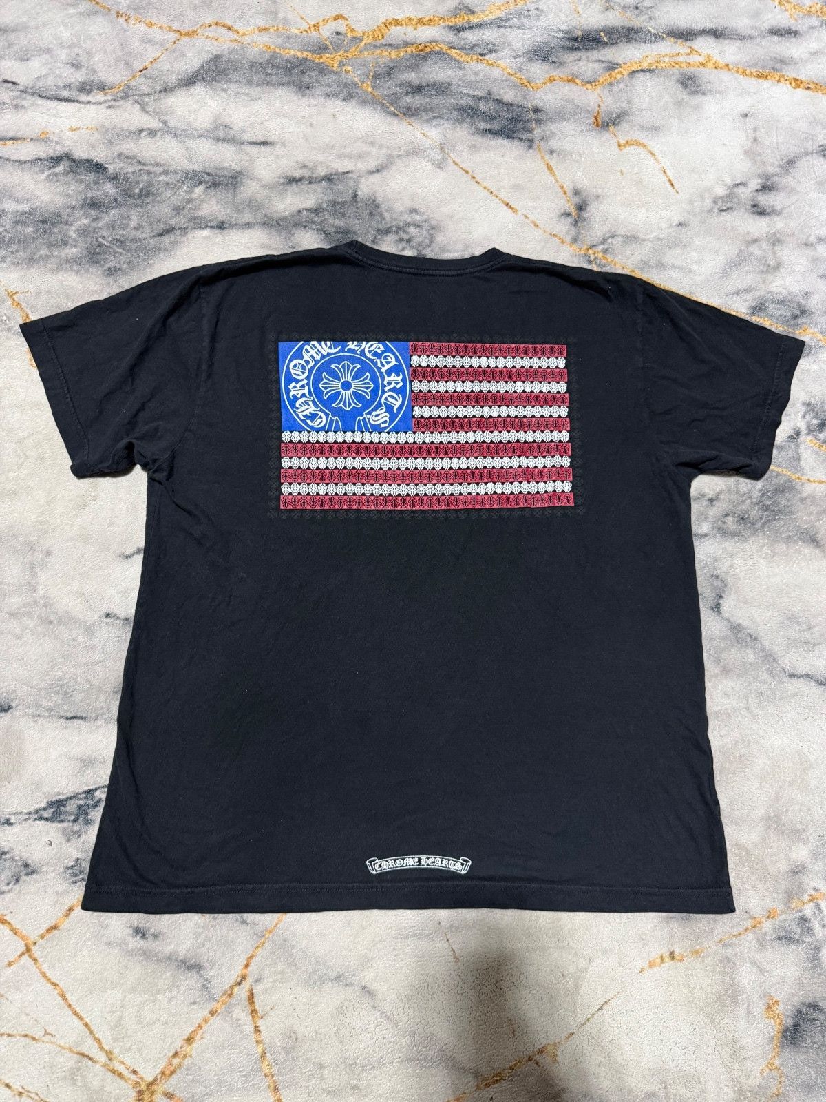Chrome Hearts Chrome Hearts White American Flag Dagger Tee | Grailed