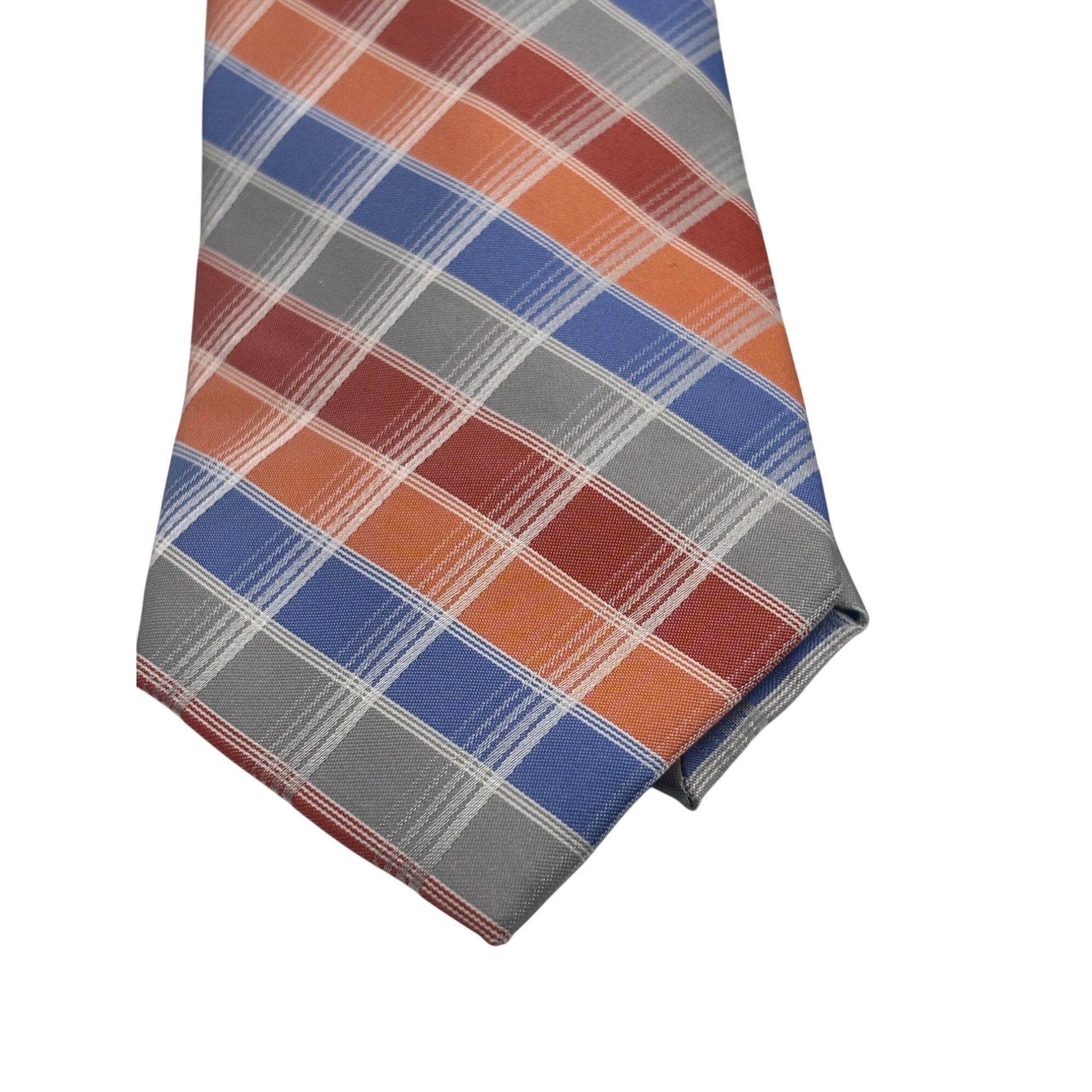 Perry Ellis Perry Ellis Portfolio Plaid Silk Necktie, Orange, OS Size ONE SIZE - 4 Thumbnail