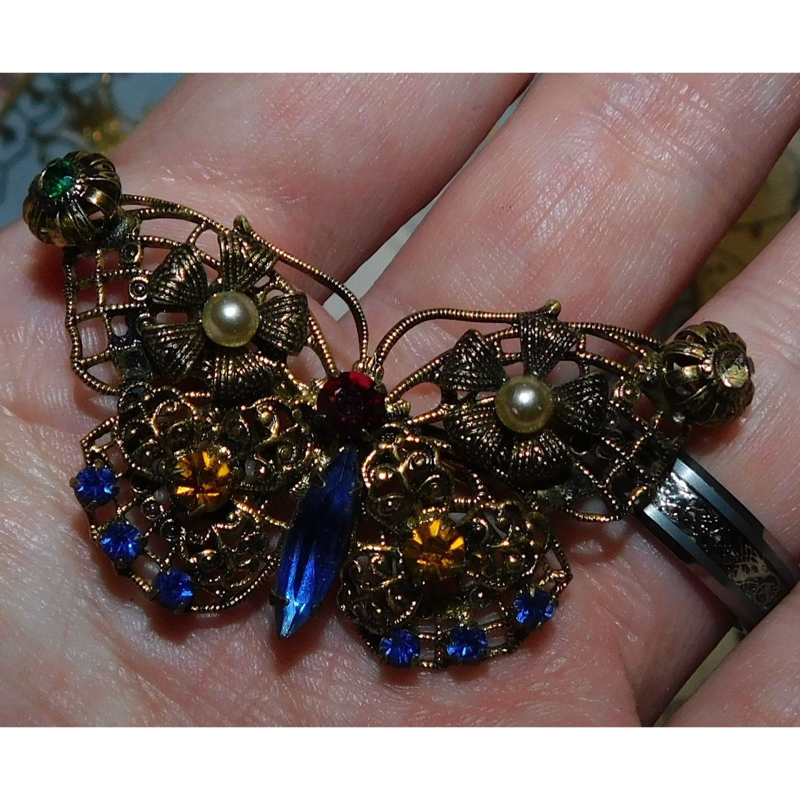 Other Vintage Steampunk Rhinestone Butterfly Brooch Size ONE SIZE - 2 Thumbnail