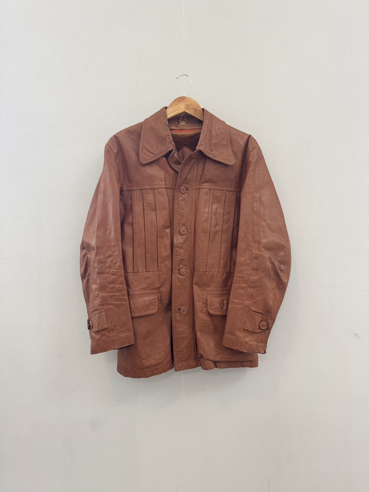Other Vintage 90s Genuine Leather Racing Jacket Brown Biker Style Size US L / EU 52-54 / 3 - 1 Thumbnail