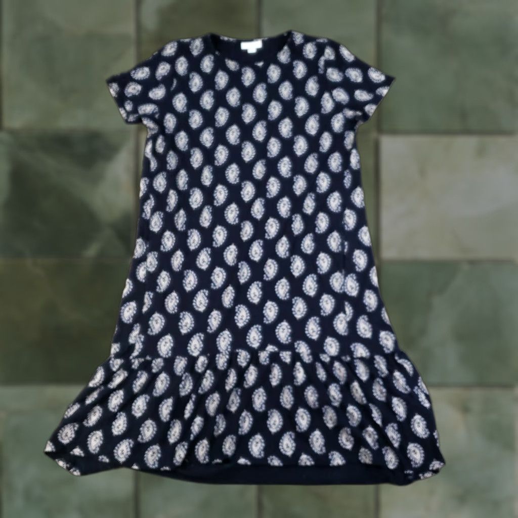 J. Jill J. Jill Dress Womens Small Blue White Paisley Flowy Short Sleeve Pockets Knit Size 28" / US 6 / IT 42 - 1 Thumbnail