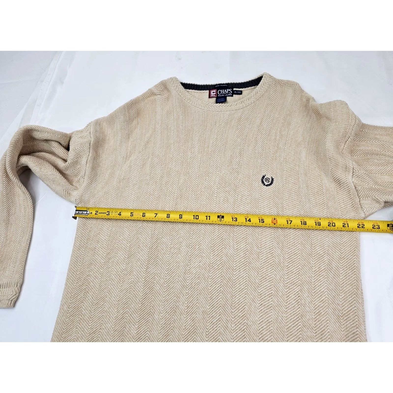 Chaps VTG Chaps Ralph Lauren Hand Frame Sweater Men L Herringbone Beige Ivory Knit Size US L / EU 52-54 / 3 - 5 Thumbnail