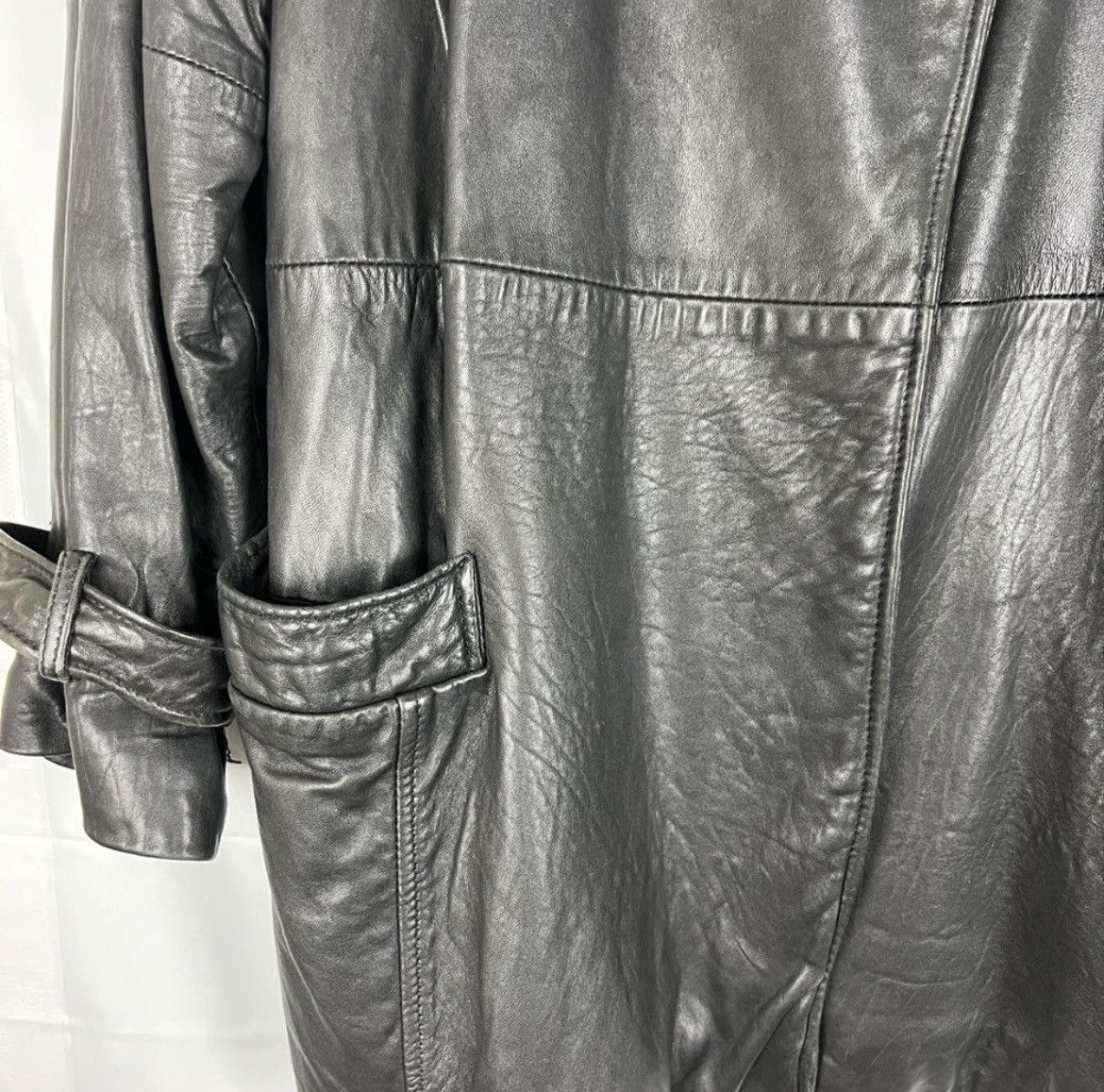 Vintage G-III Black leather trench coat