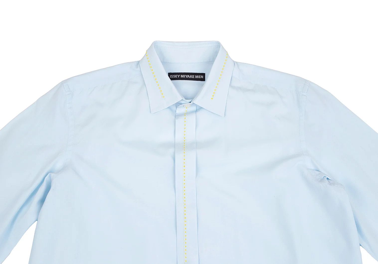 Issey Miyake Cotton Broad Stitch Design Fly Front Shirt in Light Blue Size US S / EU 44-46 / 1 - 2 Thumbnail