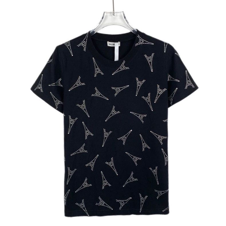 Balenciaga Balenciaga Round neck black cotton short sleeve tee with r Size S / US 4 / IT 40 - 1 Thumbnail
