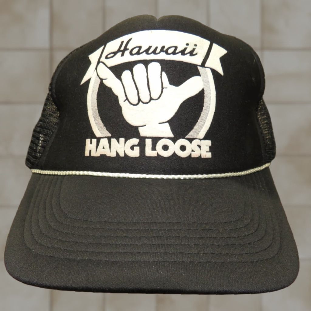 Logo 7 VTG Hawaii Hang Loose Hand Logo symbol Black Trucker adjustable hat Size ONE SIZE - 1 Thumbnail