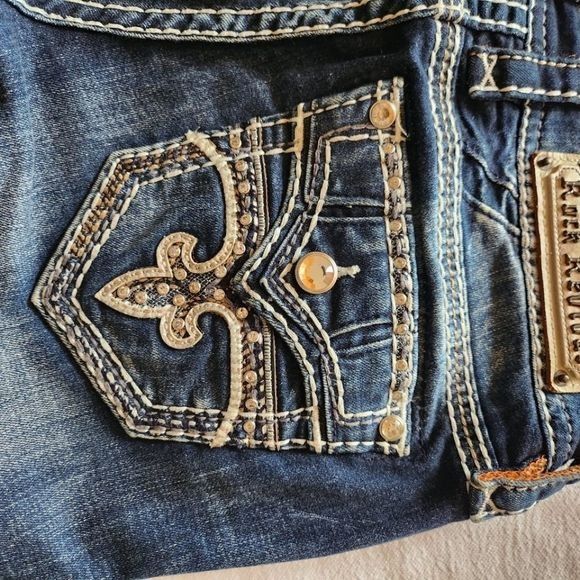 Rock Revival Rock Revival Embellished Straight Sz. 27 Blue Jeans Size 27" / US 4 / IT 40 - 2 Thumbnail